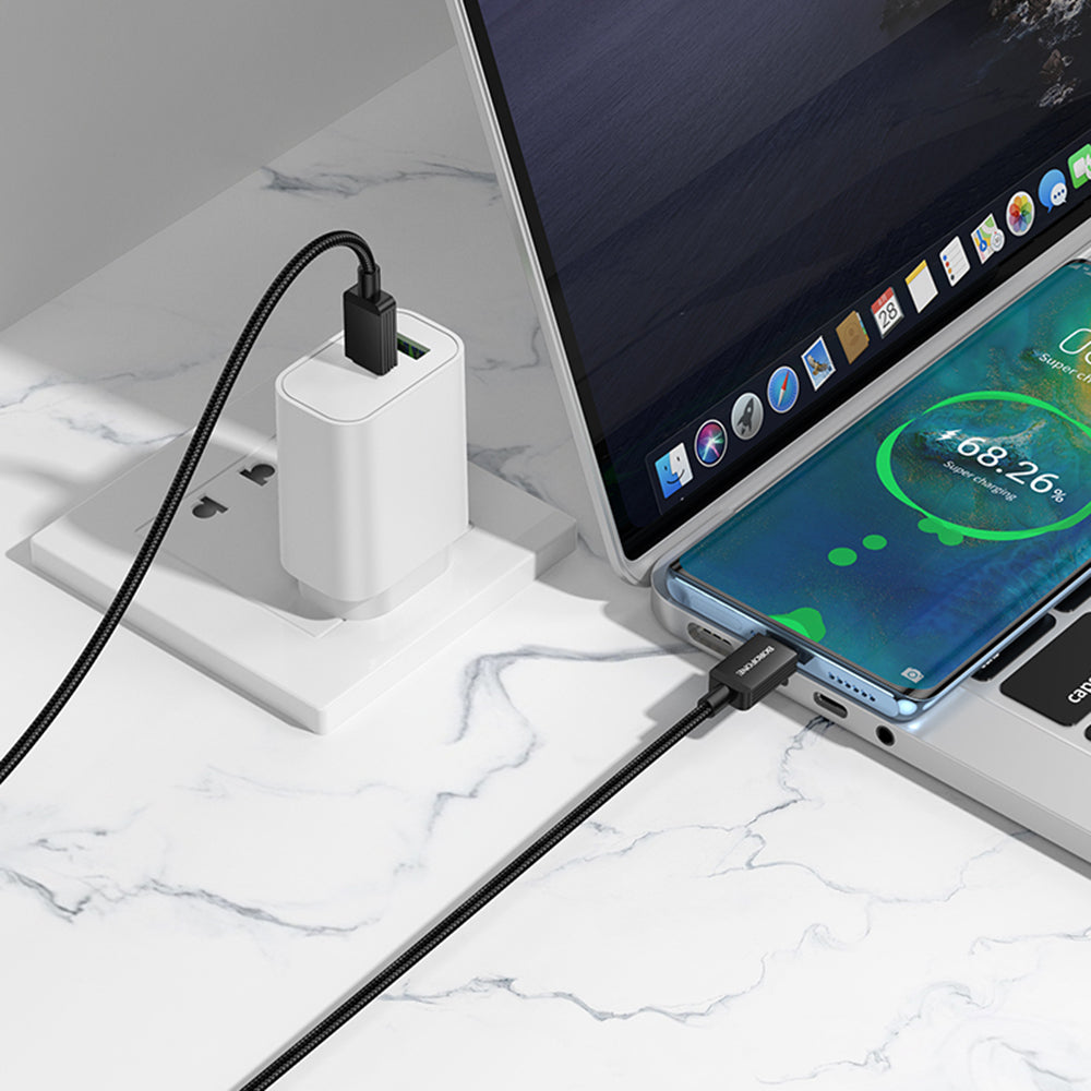 USB-C - USB-C Data- och Laddningskabel Borofone BX120 Placer, 60W, 1m, Svart