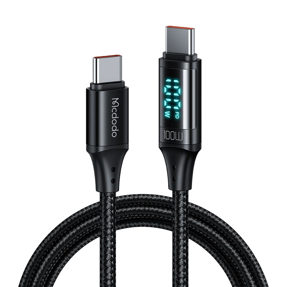 USB-C - USB-C Data- och Laddningskabel McDodo CA-1100 Display, 100W, 1.2m, Svart