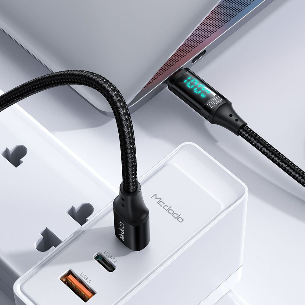 USB-C - USB-C Data- och Laddningskabel McDodo CA-1100 Display, 100W, 1.2m, Svart