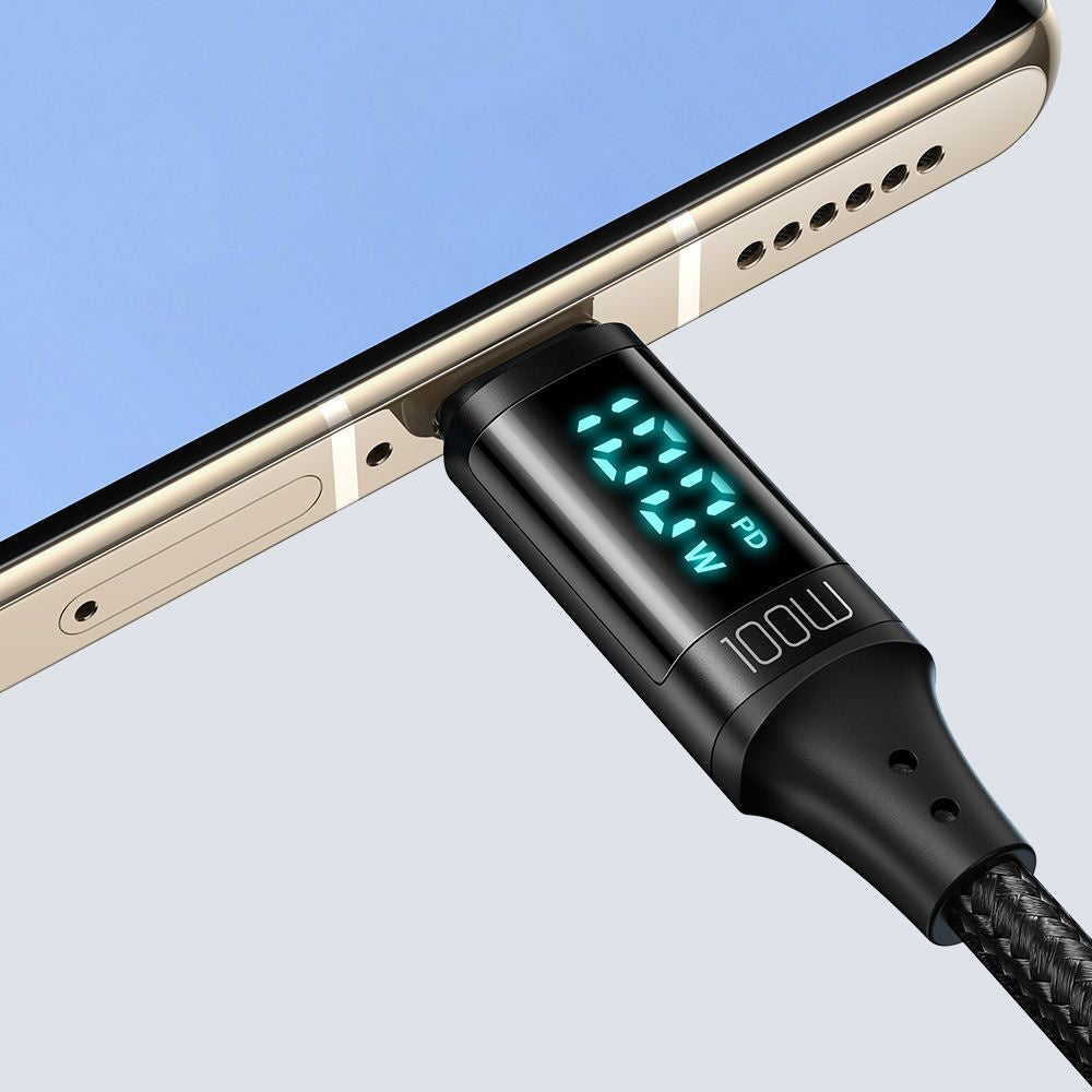 USB-C - USB-C Data- och Laddningskabel McDodo CA-1100 Display, 100W, 1.2m, Svart