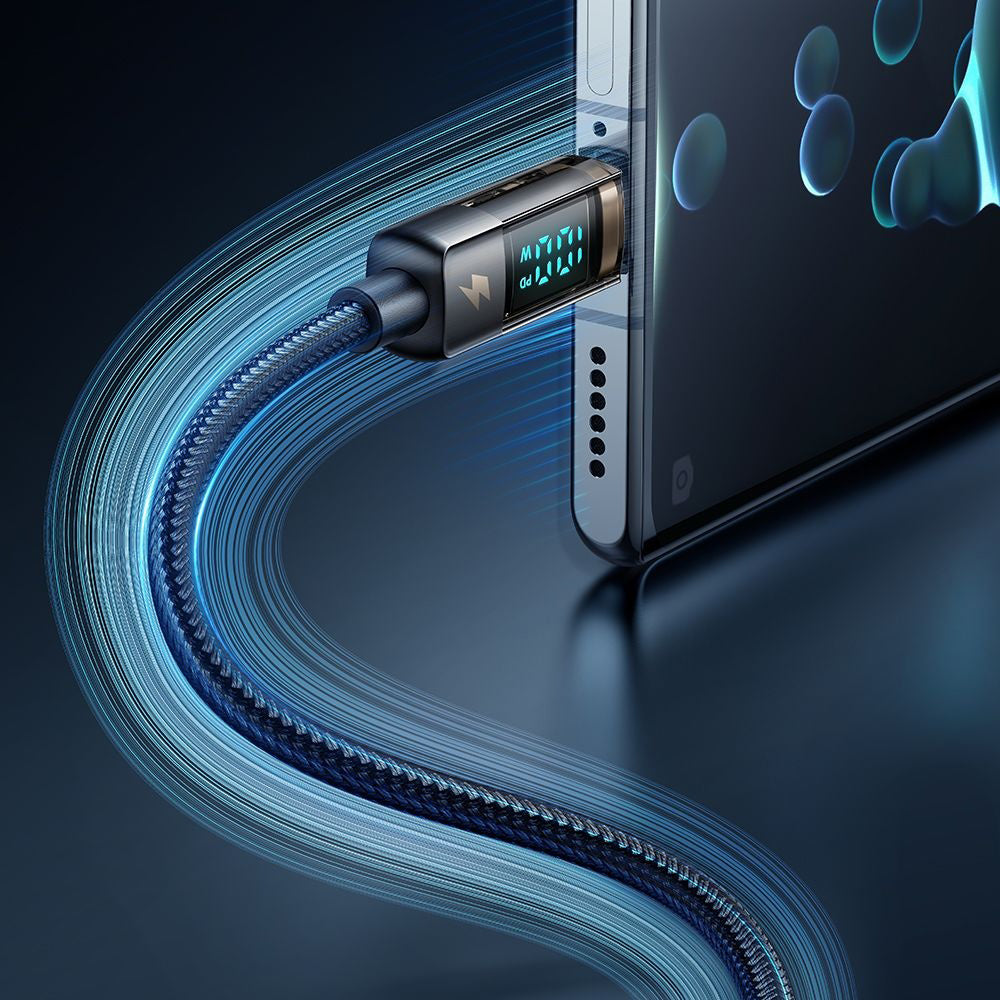 USB-C - USB-C Data- och Laddningskabel McDodo CA-3610 Display Auto Power Off, 100W, 1.2m, Svart