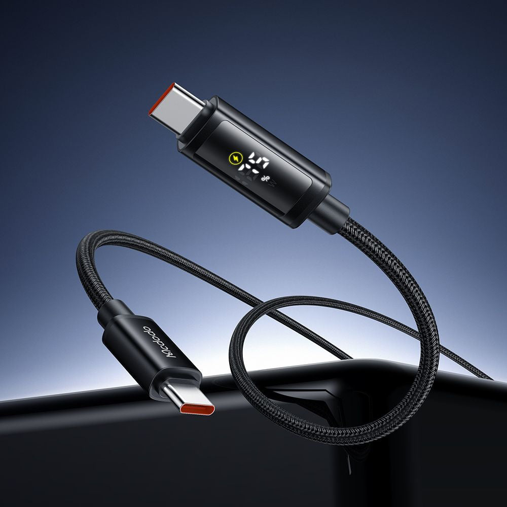USB-C - USB-C Data- och Laddningskabel McDodo CA-8000 Display, 100W, 1.2m, Svart