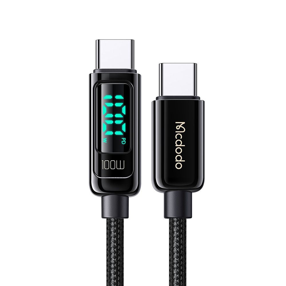 USB-C - USB-C Data- och Laddningskabel McDodo CA-8820 Display, 100W, 1.2m, Svart