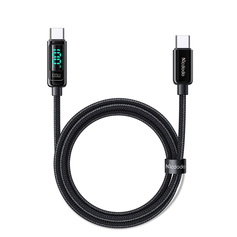 USB-C - USB-C Data- och Laddningskabel McDodo CA-8820 Display, 100W, 1.2m, Svart