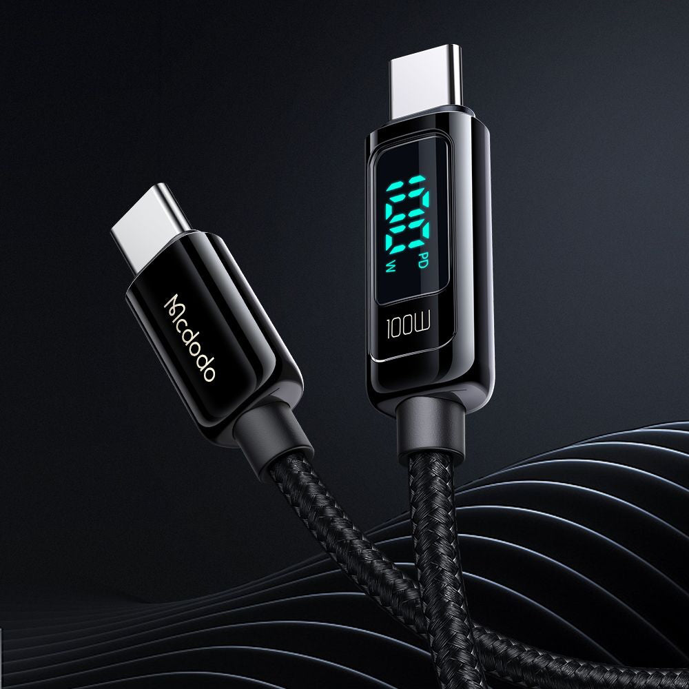 USB-C - USB-C Data- och Laddningskabel McDodo CA-8820 Display, 100W, 1.2m, Svart