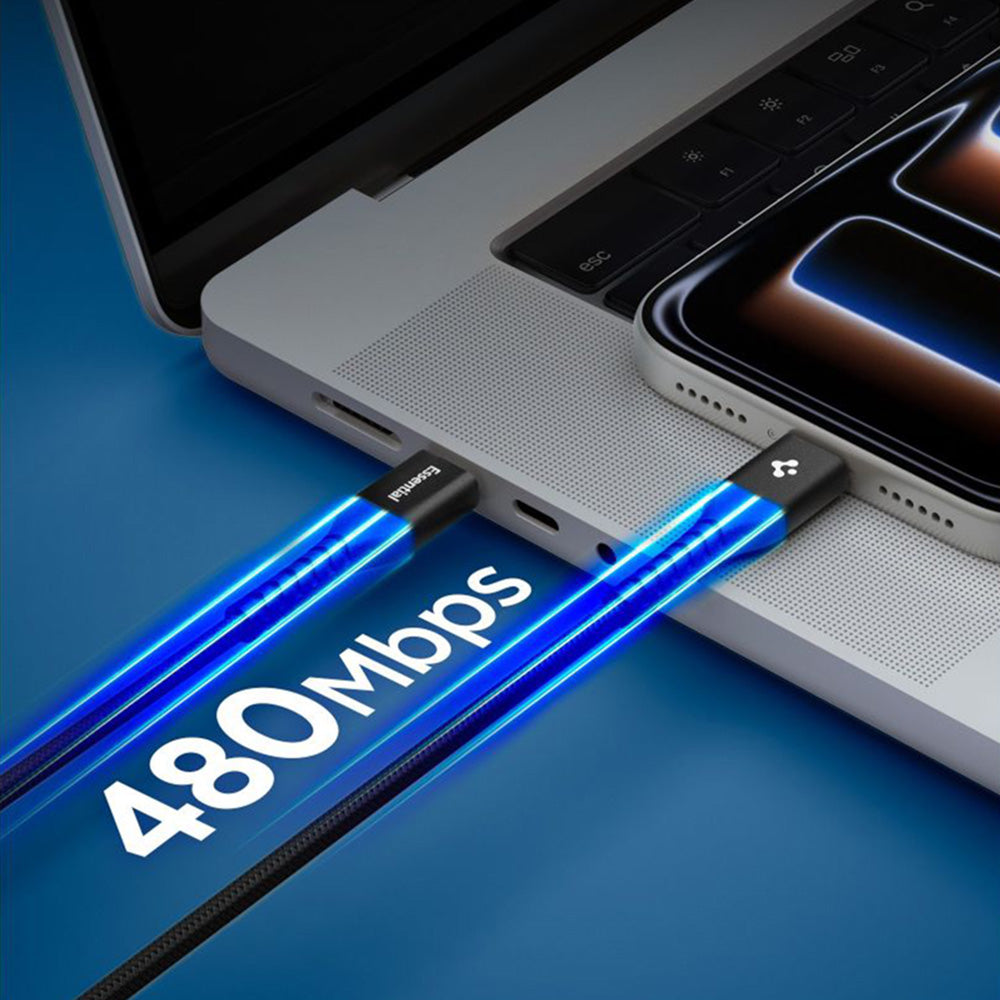 Data- och laddningskabel USB-C till USB-C Spigen EB10010CCA, 100W, 1m, Svart ACA11103