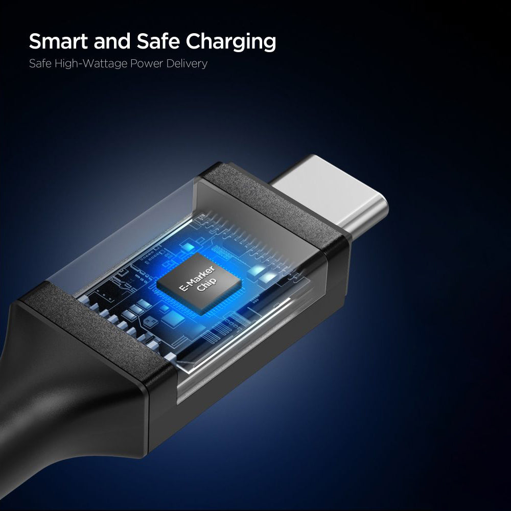 USB-C Data- och Laddningskabel - USB-C Spigen EB24012CC, 240W, 1.2m, Svart ACA09461