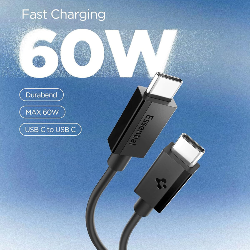 USB-C Data- och laddningskabel - USB-C Spigen EB6015CC, 60W, 1,5m, Svart ACA10417