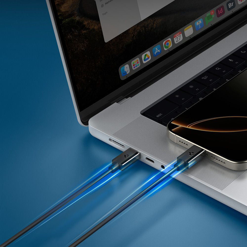 USB-C Data- och Laddningskabel - USB-C Spigen Essential, 60W, 1m, Svart ACA08718