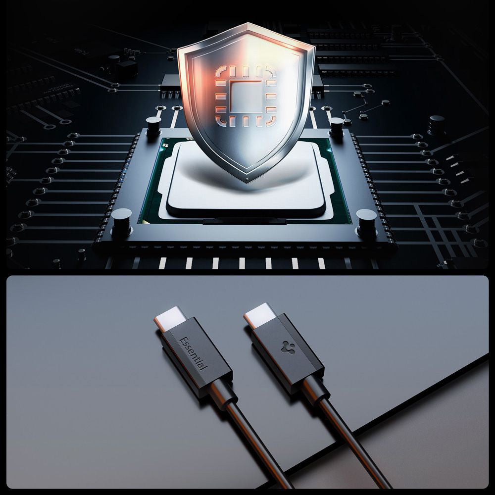USB-C Data- och Laddningskabel - USB-C Spigen Essential, 60W, 1m, Svart ACA08718