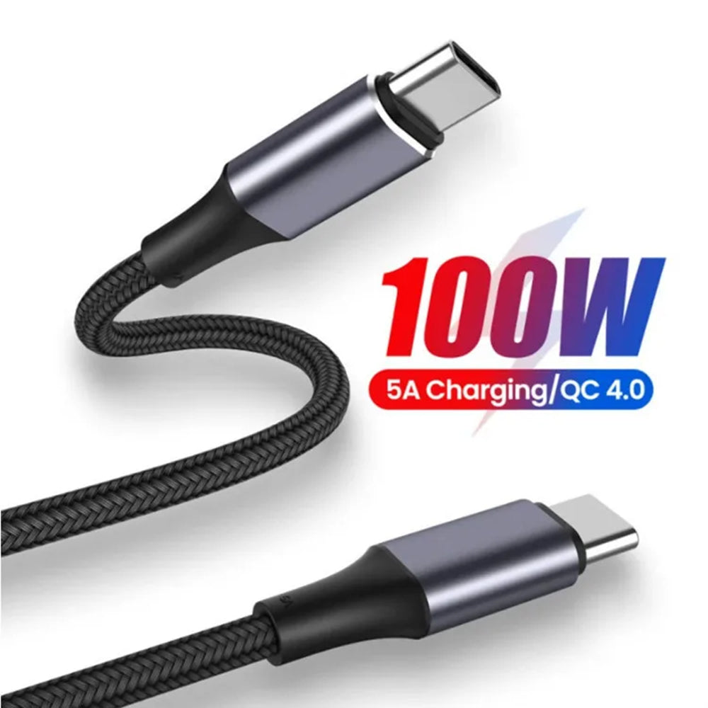 Data- och laddningskabel USB-C - USB-C Techsuit PCB018, 100W, 1m, Svart