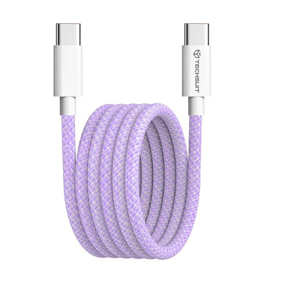 USB-C Data- och Laddningskabel - USB-C Techsuit PCB114D, 60W, 1m, Lila