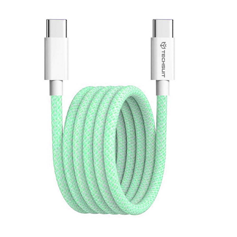 USB-C Data- och Laddningskabel - USB-C Techsuit PCB114D, 60W, 1m, Grön