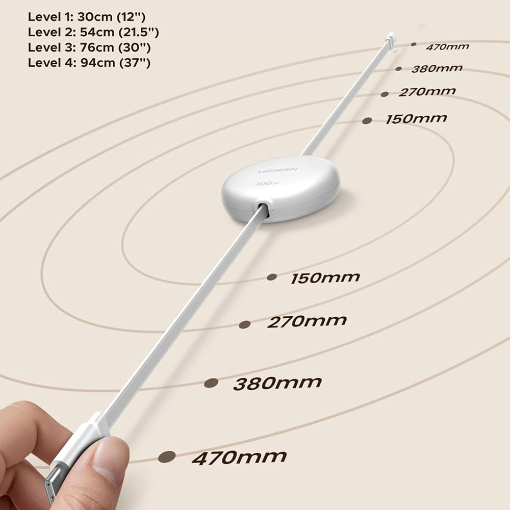 USB-C Data- och Laddningskabel - USB-C UGREEN L531, 100W, 1m, Vit
