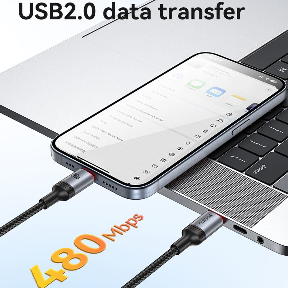 USB-C Data and Charging Cable - USB-C Yesido CA186, 240W, 2m, Black