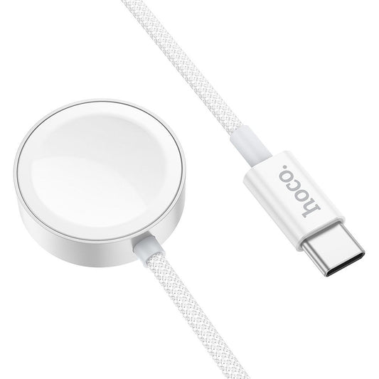 Trådlös laddare HOCO CW59 för Apple Watch / Samsung Galaxy Watch Series, USB-C, Vit