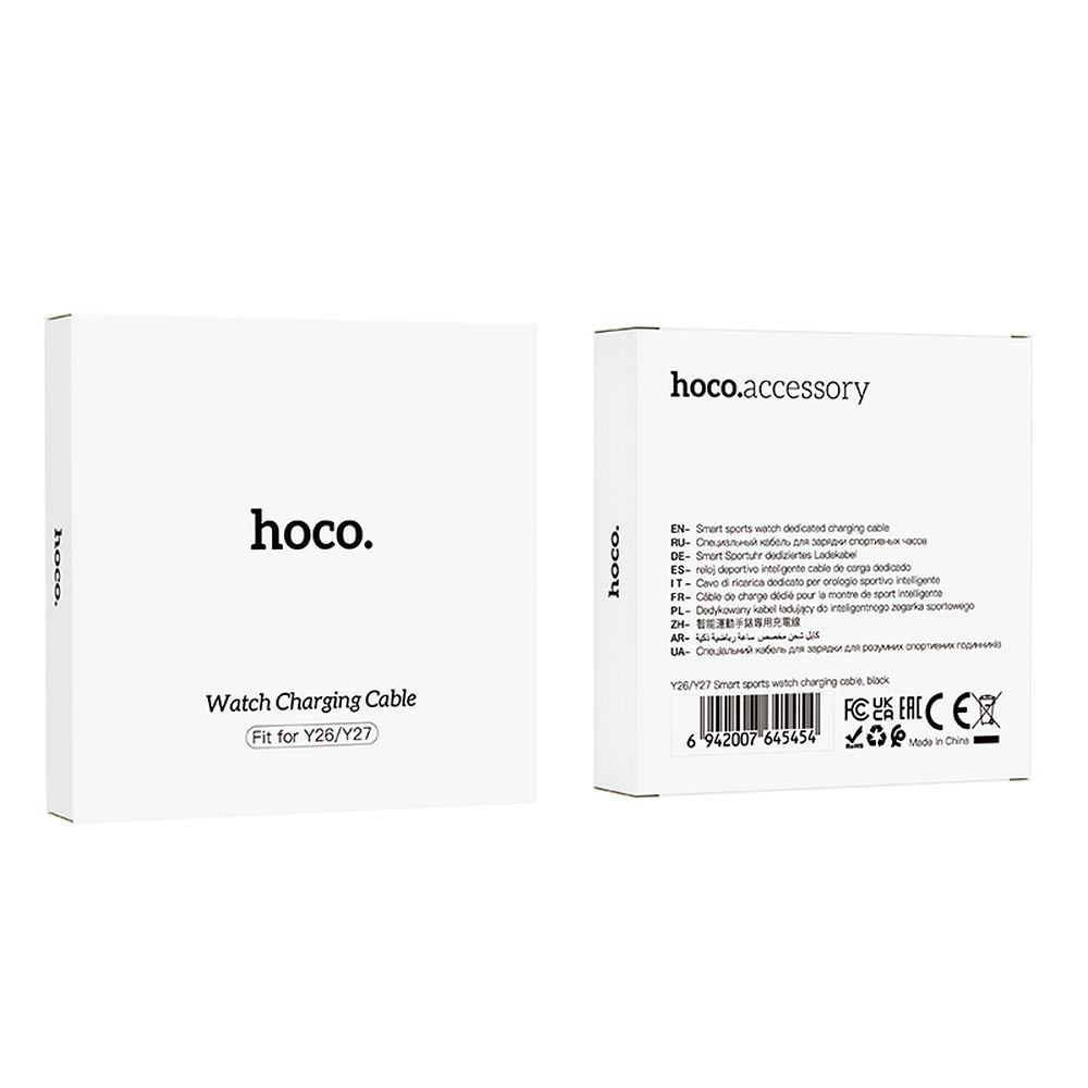 Laddningskabel för Smartwatch HOCO Y26 / Y27, USB-A, Svart