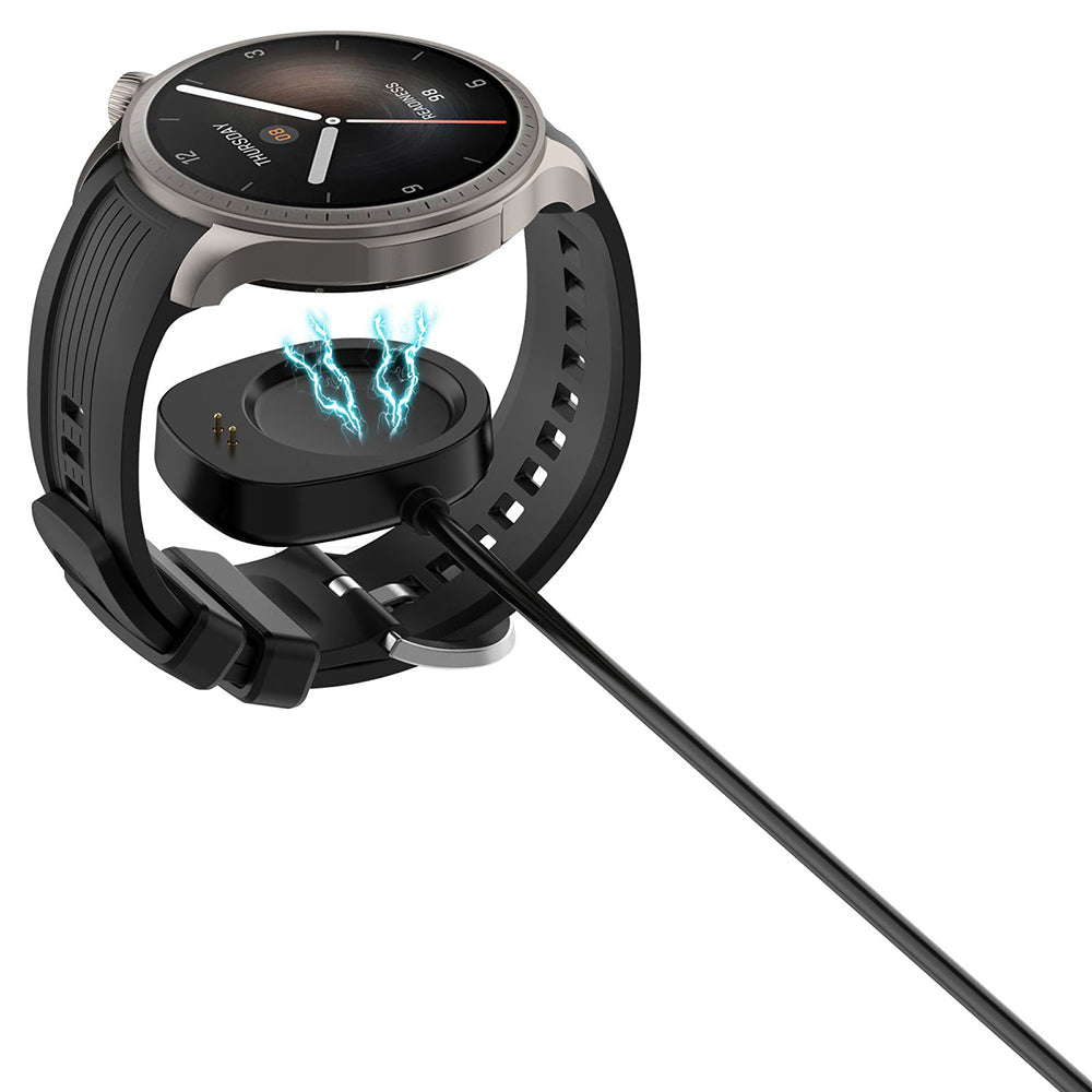 Techsuit THA4 laddningskabel för Amazfit T-Rex 3 / Balance, USB-A, Svart