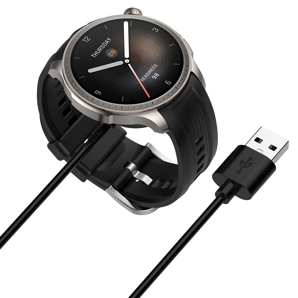 Techsuit THA4 laddningskabel för Amazfit T-Rex 3 / Balance, USB-A, Svart