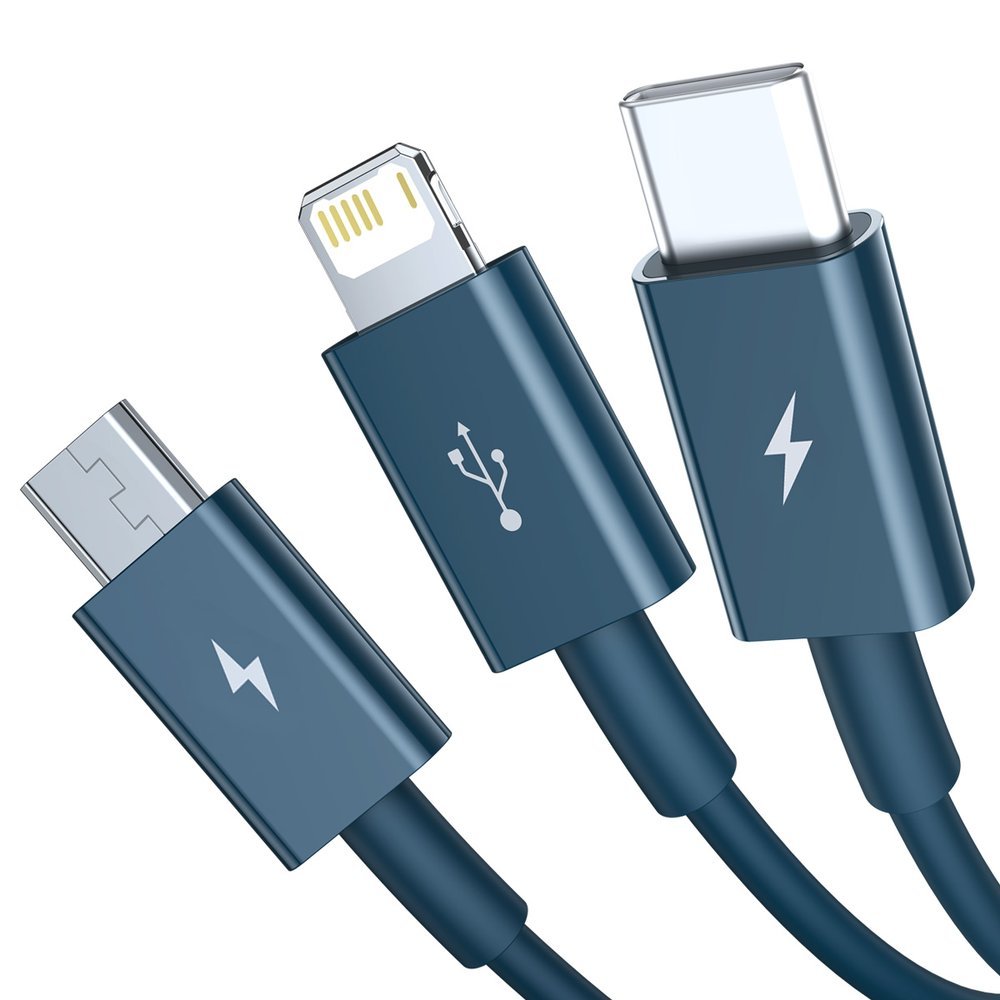 USB-A - Lightning / microUSB / USB-C Baseus Superior 3in1 Series, 20W, 1.5m, Blå CAMLTYS-03