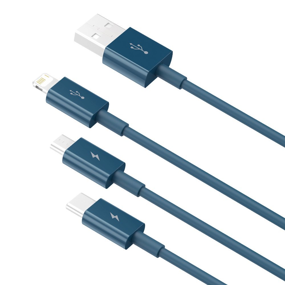 USB-A - Lightning / microUSB / USB-C Baseus Superior 3in1 Series, 20W, 1.5m, Blå CAMLTYS-03