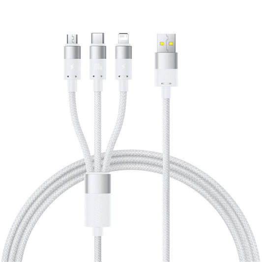 USB-A - Lightning / microUSB / USB-C Baseus StarSpeed laddningskabel, 100W, 1.5m, Vit P10319900211-00