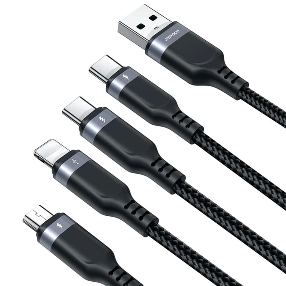 USB-A - Lightning / microUSB / 2 x USB-C laddningskabel Joyroom S-1T4018A18 4in1, 20W, 1,2m, svart