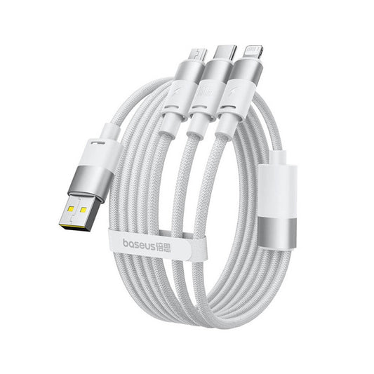 USB-A - Lightning / microUSB / USB-C Baseus StarSpeed laddningskabel, 100W, 1.5m, Vit P10319900211-00