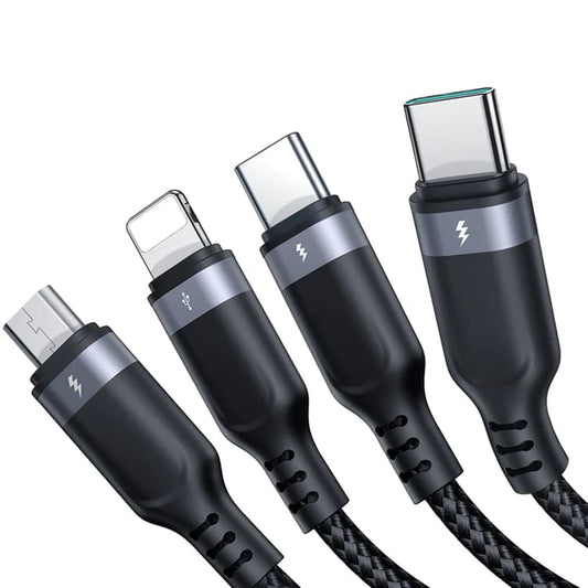 USB-A - Lightning / microUSB / 2 x USB-C laddningskabel Joyroom S-1T4018A18 4in1, 20W, 1,2m, svart