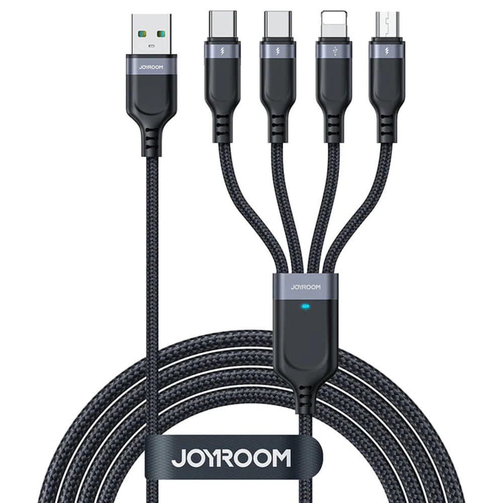 USB-A - Lightning / microUSB / 2 x USB-C laddningskabel Joyroom S-1T4018A18 4in1, 20W, 1,2m, svart