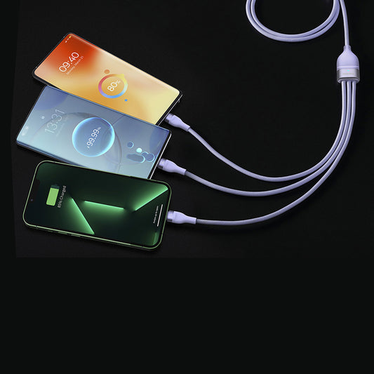 USB-A - Lightning / microUSB / USB-C Baseus Flash Series II 3in1 laddningskabel, 66W, 1.2m, Lila CASS040005