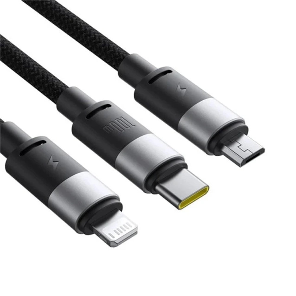 USB-A - Lightning / microUSB / USB-C Baseus StarSpeed 3in1 laddningskabel, 100W, 1.5m, Svart P10319900111-01