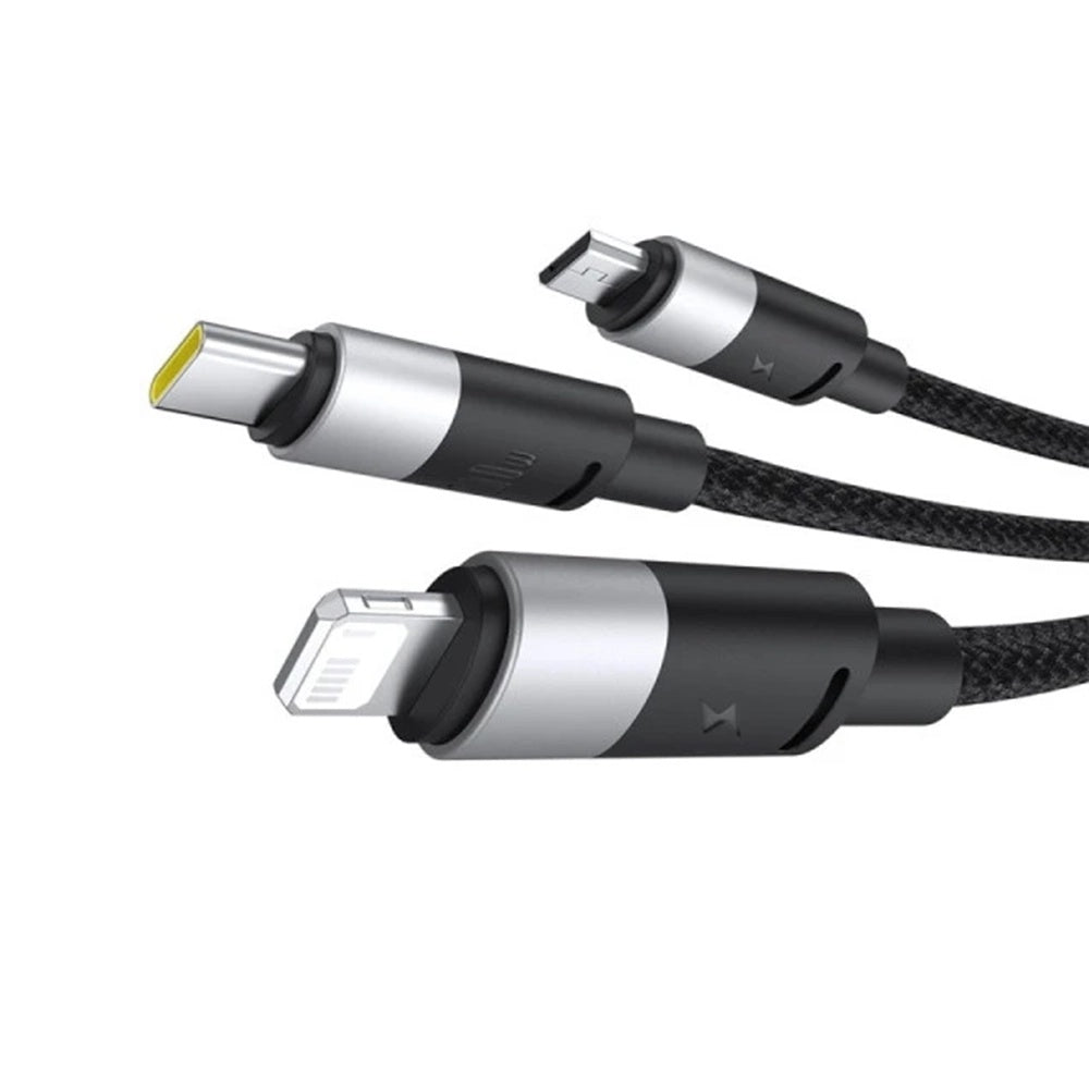 USB-A - Lightning / microUSB / USB-C Baseus StarSpeed 3in1 laddningskabel, 100W, 1.5m, Svart P10319900111-01