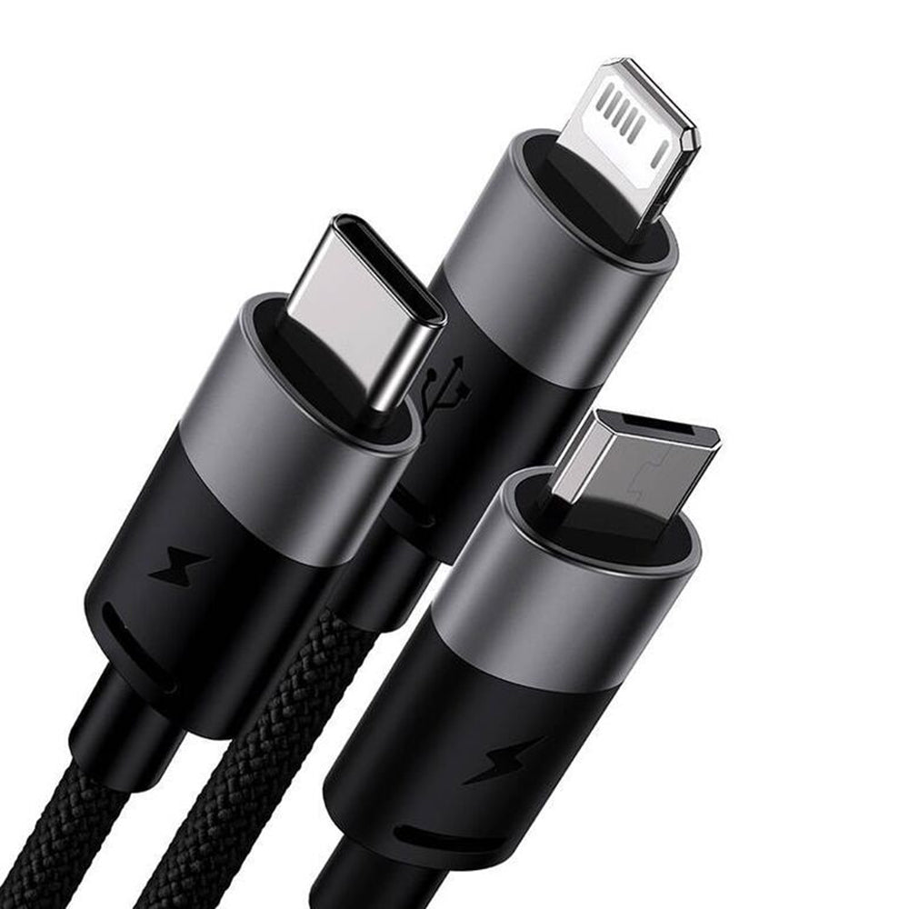 USB-A - Lightning / microUSB / USB-C Baseus StarSpeed 3in1 laddningskabel, 100W, 1.5m, Svart P10319900111-01