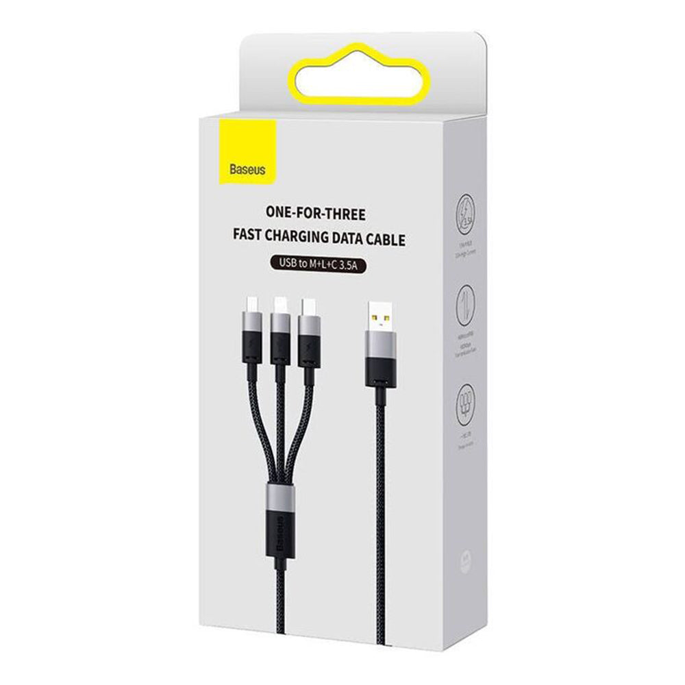 USB-A - Lightning / microUSB / USB-C Baseus StarSpeed 3in1 laddningskabel, 100W, 1.5m, Svart P10319900111-01