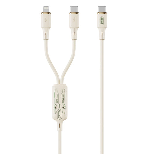 USB-C - Lightning / USB-C laddningskabel XO Design NB-Q262 2in1, 100W, 1,2m, Beige