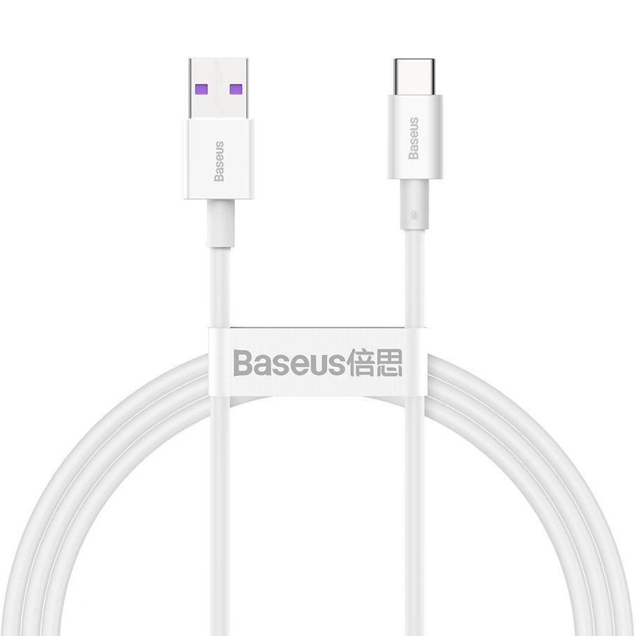 Data- och laddningskabel USB-A - USB-C Baseus Superior Series, 66W, 1m, vit CATYS-02