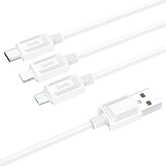 Charging Cable USB-A - Lightning / microUSB / USB-C HOCO X74 3in1, 18W, 1m, White