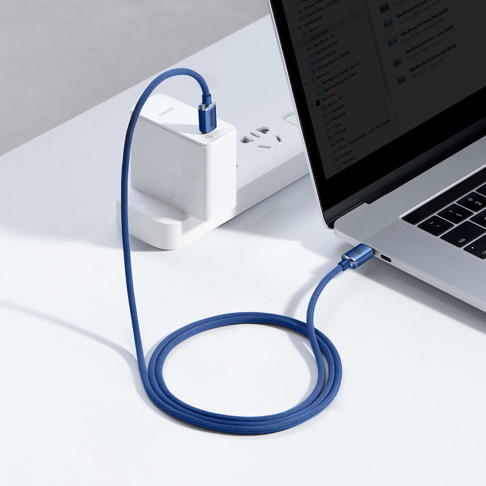 USB-C Data- och Laddningskabel - USB-C Baseus Crystal Shine Series, 100W, 1.2m, Blå CAJY000603