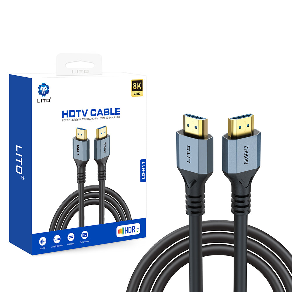 Lito HD119 videokabel, HDMI - HDMI, 8K, 1,8 m, svart