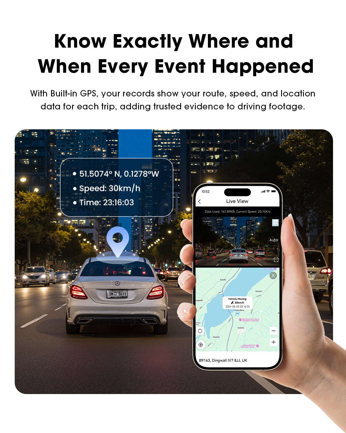 Fram- och bakre bilkamera DDPAI N5 Dual 2026, 4K, Wi-Fi, GPS, AI