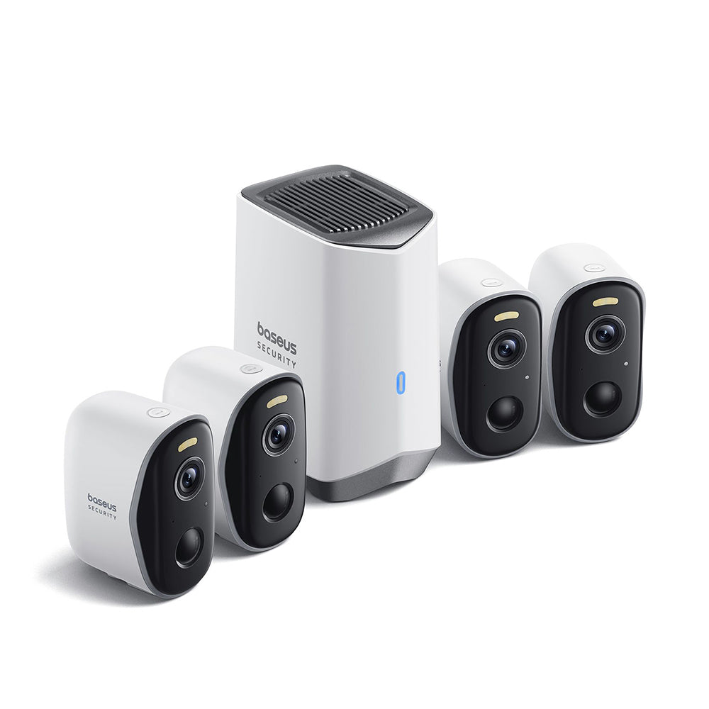 Baseus N1 övervakningskamera, Wi-Fi, 2K, IP67, Utomhus, Set med 4 stycken ACSLH-01