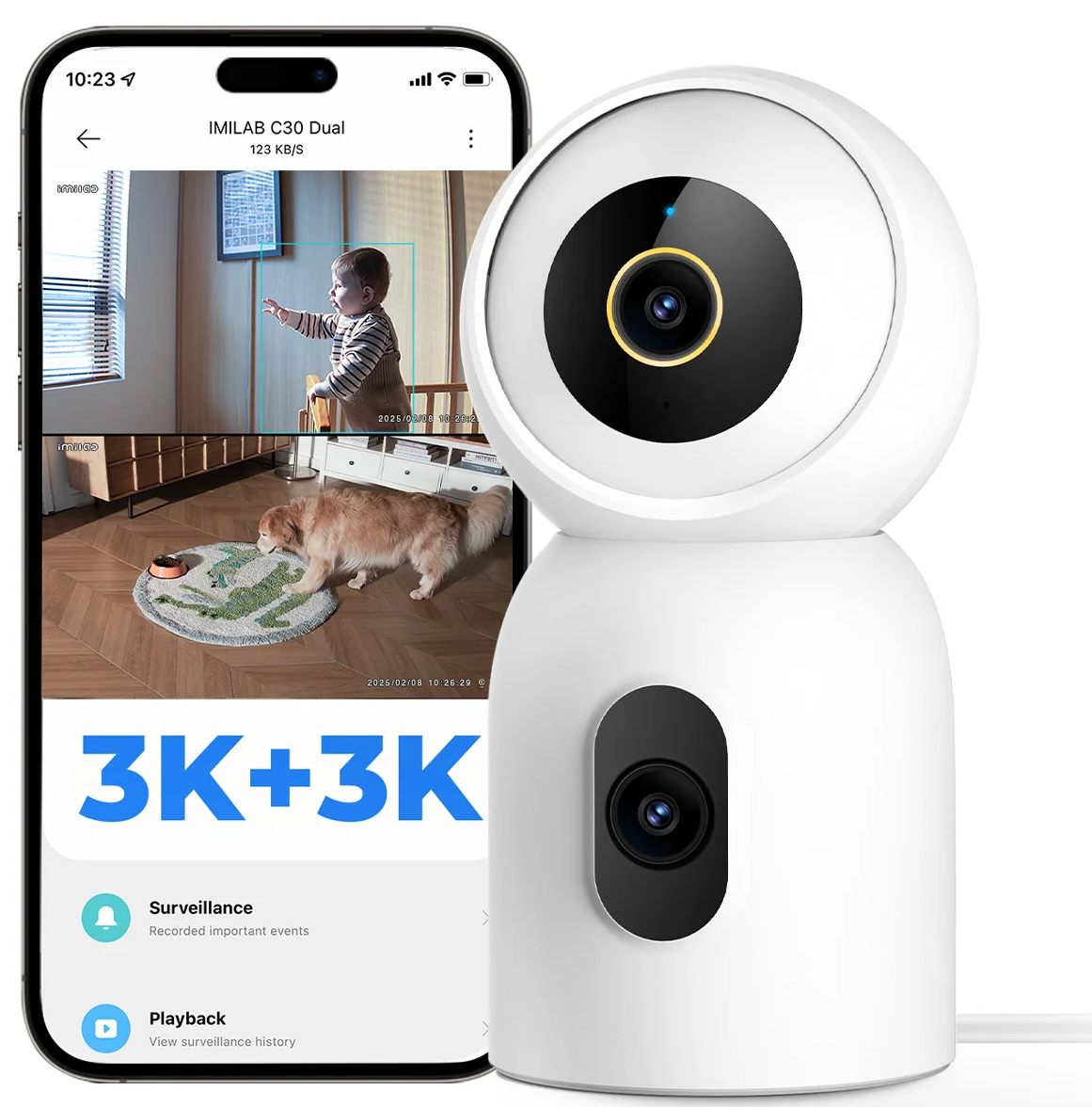 iMILAB C30 Dual övervakningskamera, Wi-Fi, 3K, inomhus CMSXJ111A