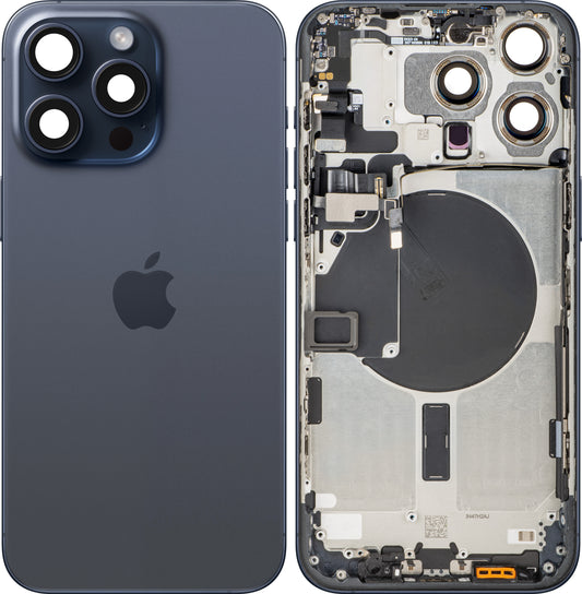 Batterilucka Apple iPhone 15 Pro Max, Med Mellanhus, Blå (Blue Titanium), Swap