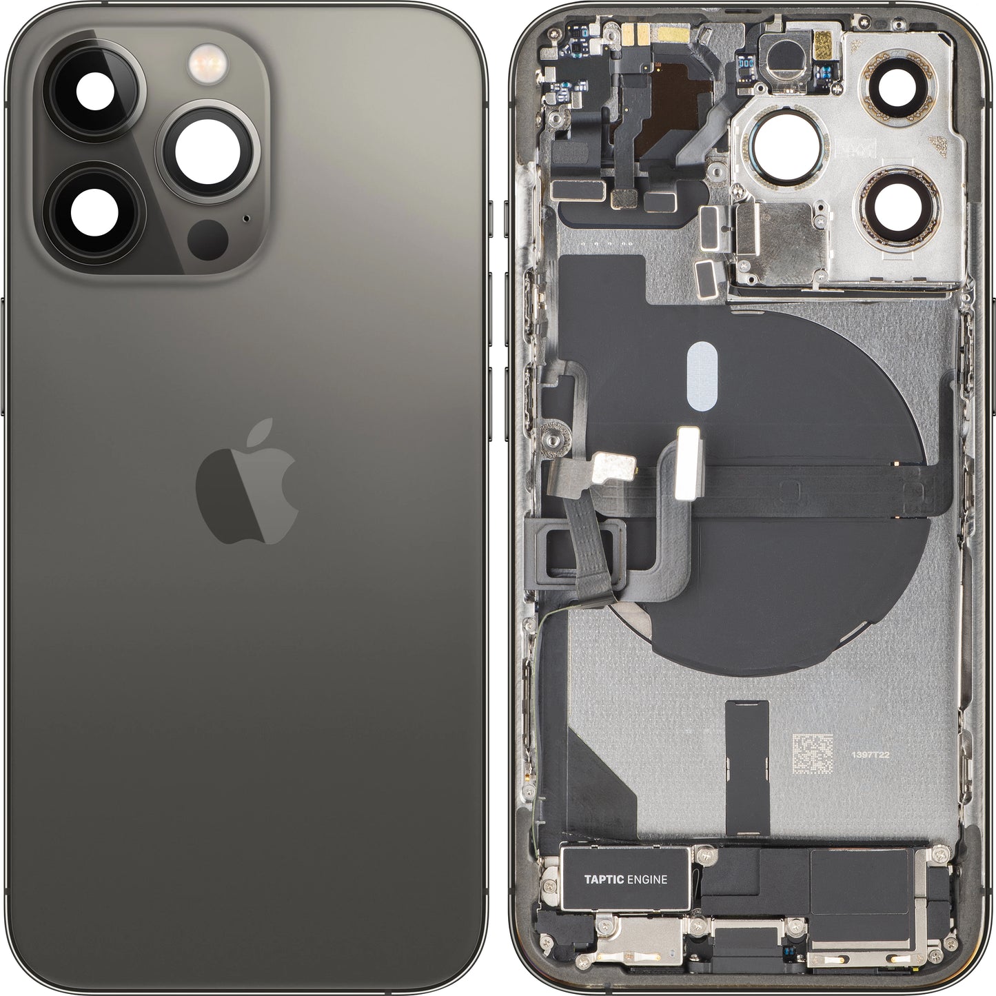 Batterilucka Apple iPhone 13 Pro, Med Mellanhus, Fullständiga Delar, Svart (Graphite), Swap