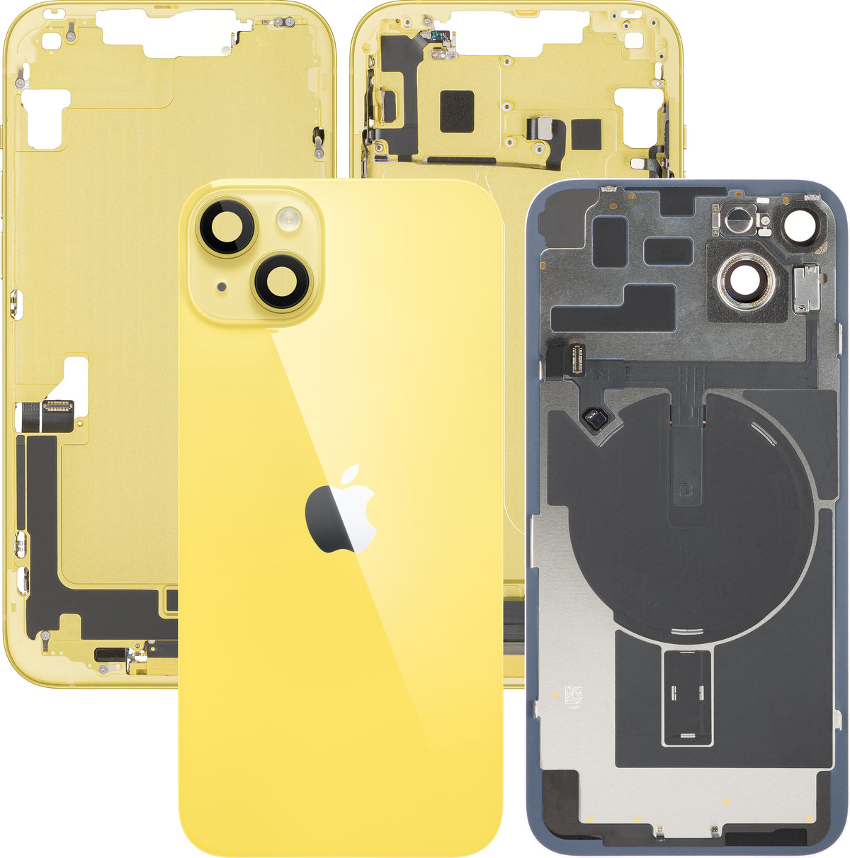 Batterilock Apple iPhone 14 Plus, med mittchassi, fulla delar, gul, premium swap