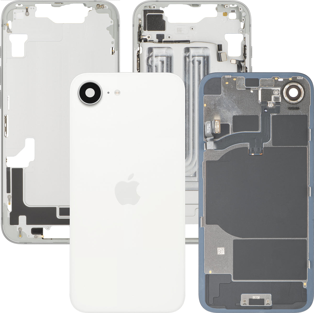 Batterilock Apple iPhone 16e, med mittdel, vit, premium swap