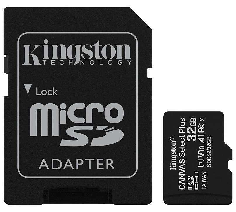 Kingston Canvas Select Plus Android A1 microSDHC-minneskort, 32GB, Klass 10 / UHS-1 U1, med SD-adapter SDCS2/32GB