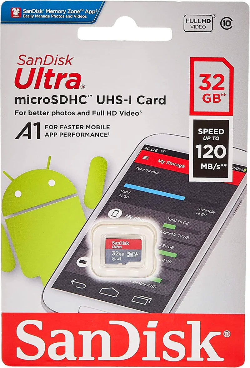 SanDisk Ultra Android A1 microSDHC Memory Card, 32Gb, Class 10 / UHS-1 U1 SDSQUA4-032G-GN6MN