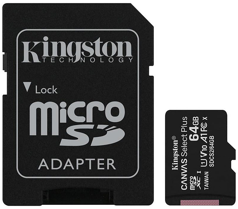 Kingston Canvas Select Plus Android A1 microSDXC Memory Card, 64Gb, Class 10 / UHS-1 U1, With Adapter SDCS2/64GB